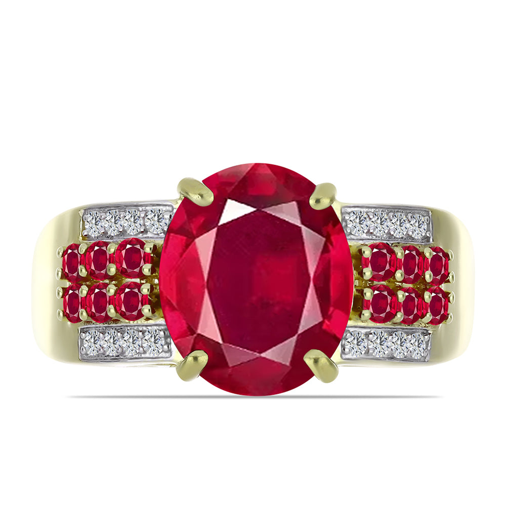 Inel din Argint 925 Placat cu Aur ( 5.18 grame ) cu Rubin Malagasy și Topaz Alb 7.17 Carate 1 