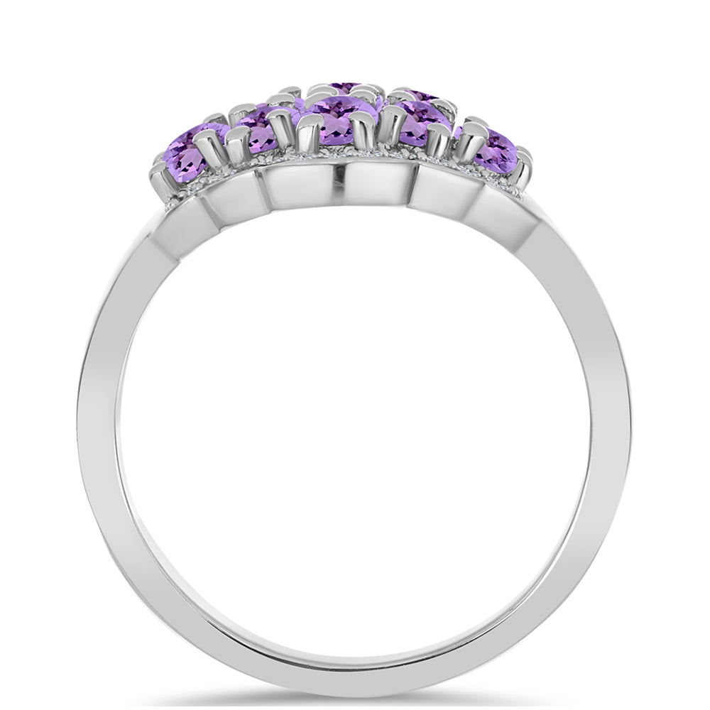 Inel din Argint 925 ( 3.79 grame ) cu Ametist Rose de France și Topaz Alb 2.04 Carate 2 