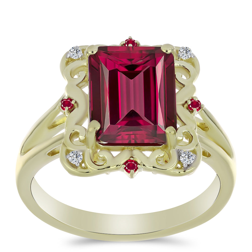 Inel din Argint 925 Placat cu Aur ( 3.83 grame ) cu Rubin Malagasy și Topaz Alb 4.97 Carate