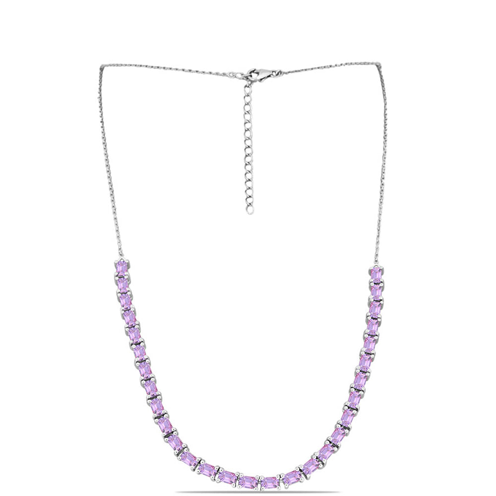 Colier din Argint 925 ( 10.54 grame ) cu Ametist Rose de France 7.98 Carate 1 