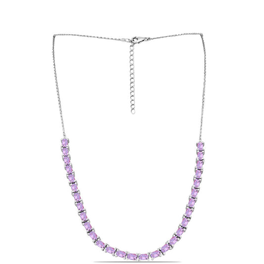 Colier din Argint 925 ( 10.54 grame ) cu Ametist Rose de France 7.98 Carate