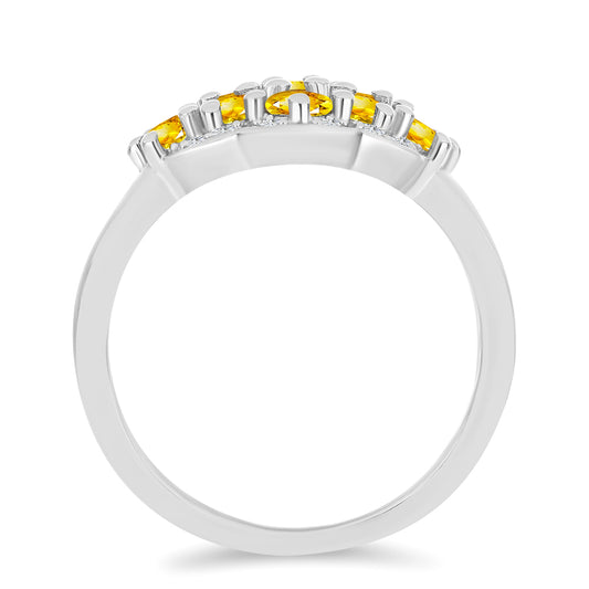 Inel din Argint 925 ( 3.38 grame ) cu Citrin Ural și Topaz Alb 1.15 Carate