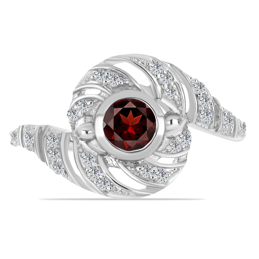Inel din Argint 925 ( 2.79 grame ) cu Granat Barton și Topaz Alb 0.86 Carate 1 