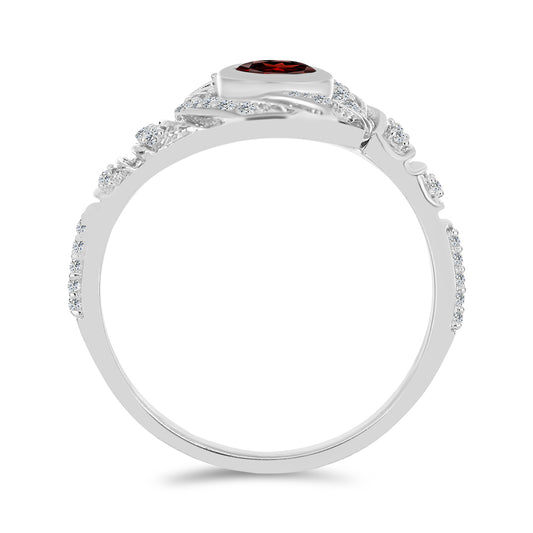 Inel din Argint 925 ( 2.79 grame ) cu Granat Barton și Topaz Alb 0.86 Carate