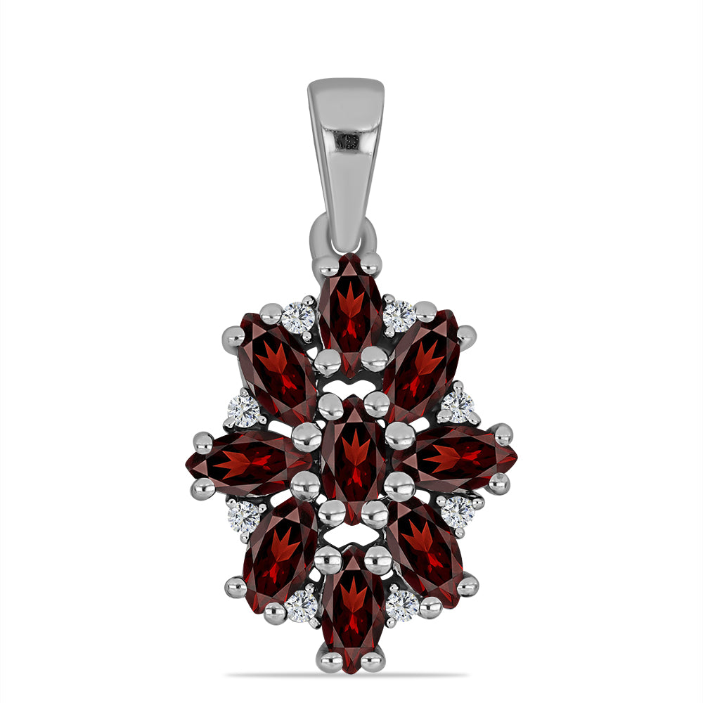Pandantiv din Argint 925 ( 1.71 grame ) cu Granat Barton și Topaz Alb 1.82 Carate