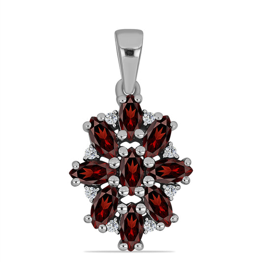 Pandantiv din Argint 925 ( 1.71 grame ) cu Granat Barton și Topaz Alb 1.82 Carate
