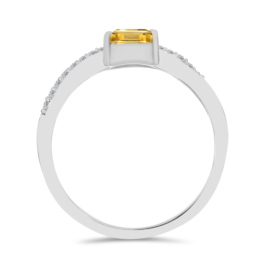 Inel din Argint 925 ( 1.75 grame ) cu Citrin Ural și Topaz Alb 0.9 Carate 3 