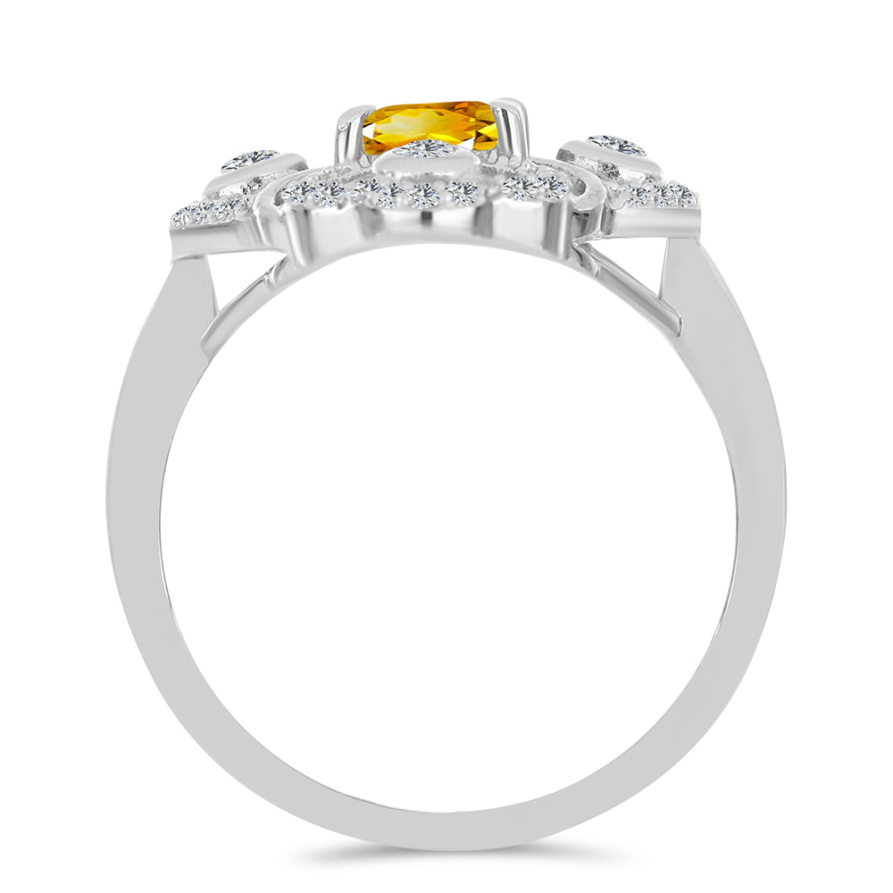 Inel din Argint 925 ( 3.03 grame ) cu Citrin Ural și Topaz Alb 1.19 Carate