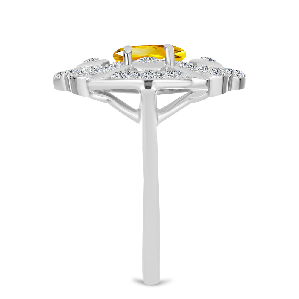 Inel din Argint 925 ( 3.03 grame ) cu Citrin Ural și Topaz Alb 1.19 Carate