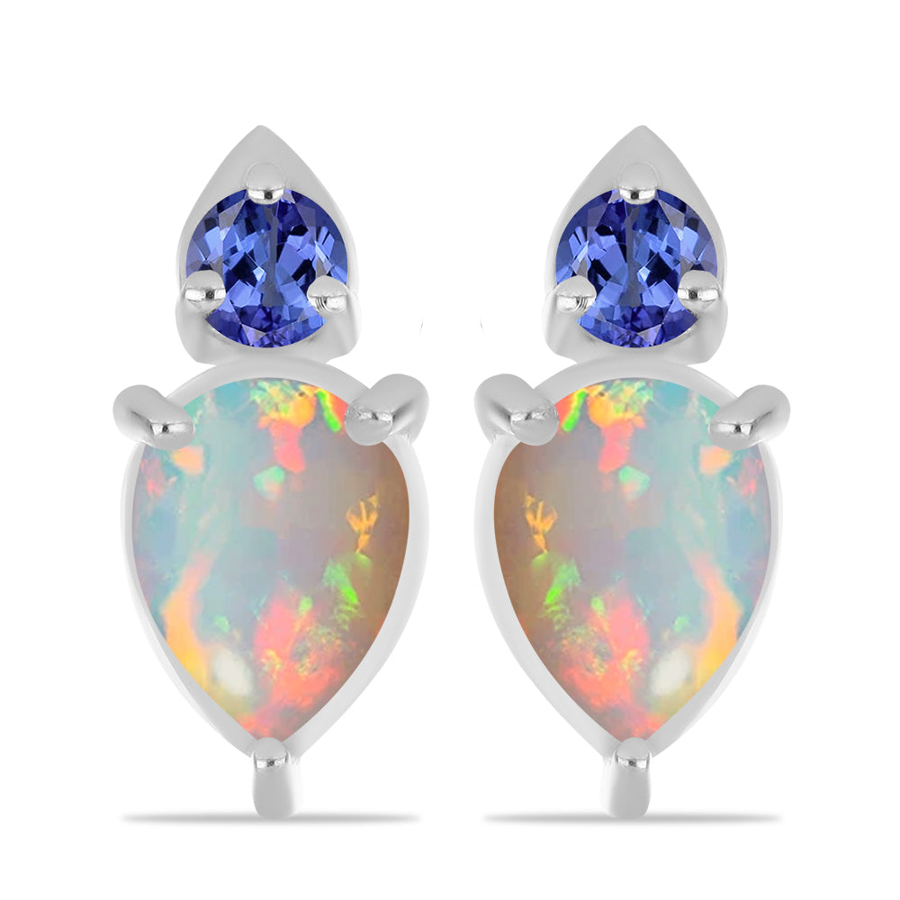 Cercei din Argint 925 ( 1.47 grame ) cu Tanzanit și Opal Etiopian Lega Dembi 1.67 Carate