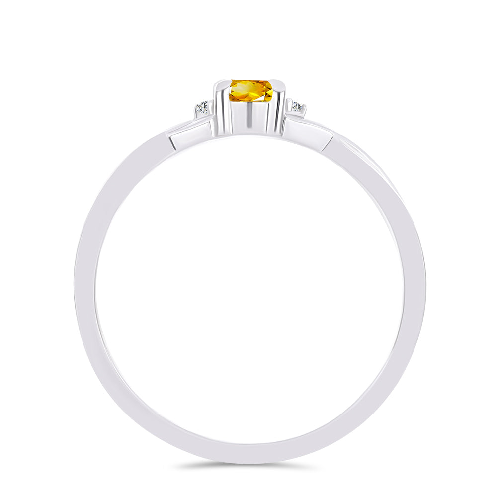 Inel din Argint 925 ( 2.01 grame ) cu Citrin Ural și Topaz Alb 0.34 Carate 3 