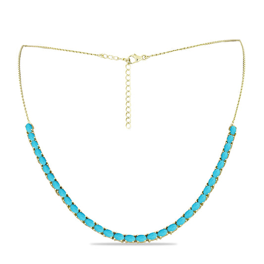 Colier din Argint 925 Placat cu Aur ( 11.47 grame ) cu Turcoaz ”Frumoasa Adormită” 7.65 Carate