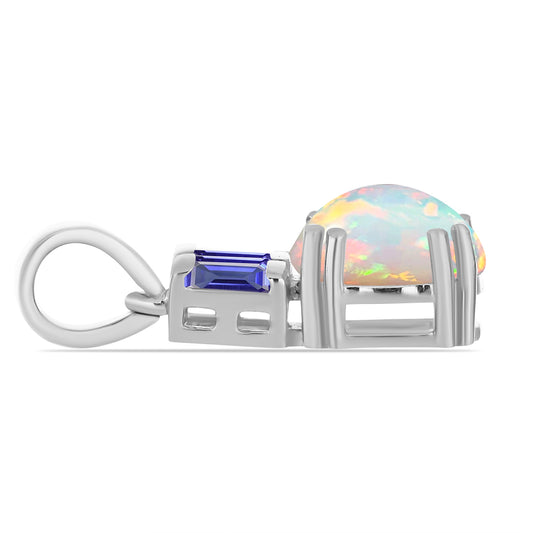 Pandantiv din Argint 925 ( 1.54 grame ) cu Tanzanit și Opal Etiopian Lega Dembi 1.46 Carate