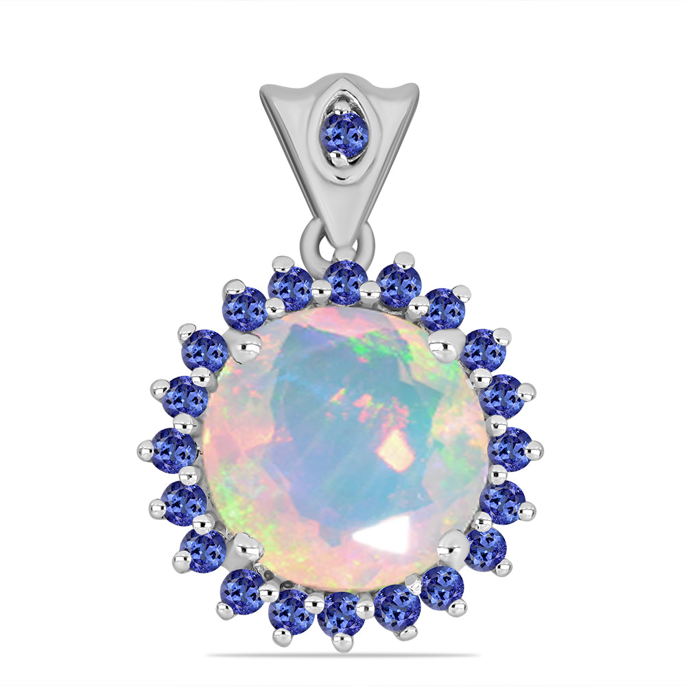 Pandantiv din Argint 925 ( 1.96 grame ) cu Tanzanit și Opal Etiopian Lega Dembi 3.07 Carate