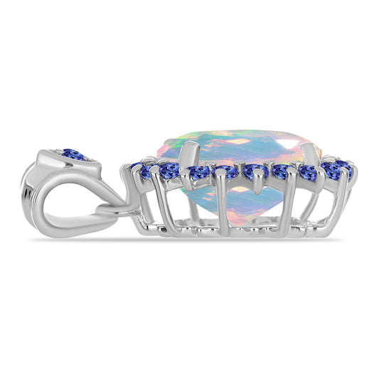 Pandantiv din Argint 925 ( 1.96 grame ) cu Tanzanit și Opal Etiopian Lega Dembi 3.07 Carate