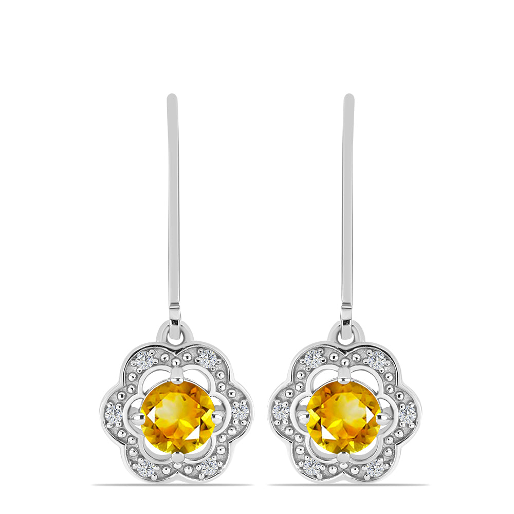 Cercei din Argint 925 ( 2.61 grame ) cu Citrin Ural și Topaz Alb 1.05 Carate 1 