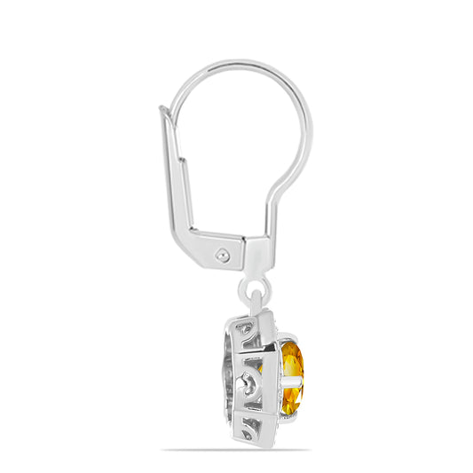 Cercei din Argint 925 ( 2.61 grame ) cu Citrin Ural și Topaz Alb 1.05 Carate
