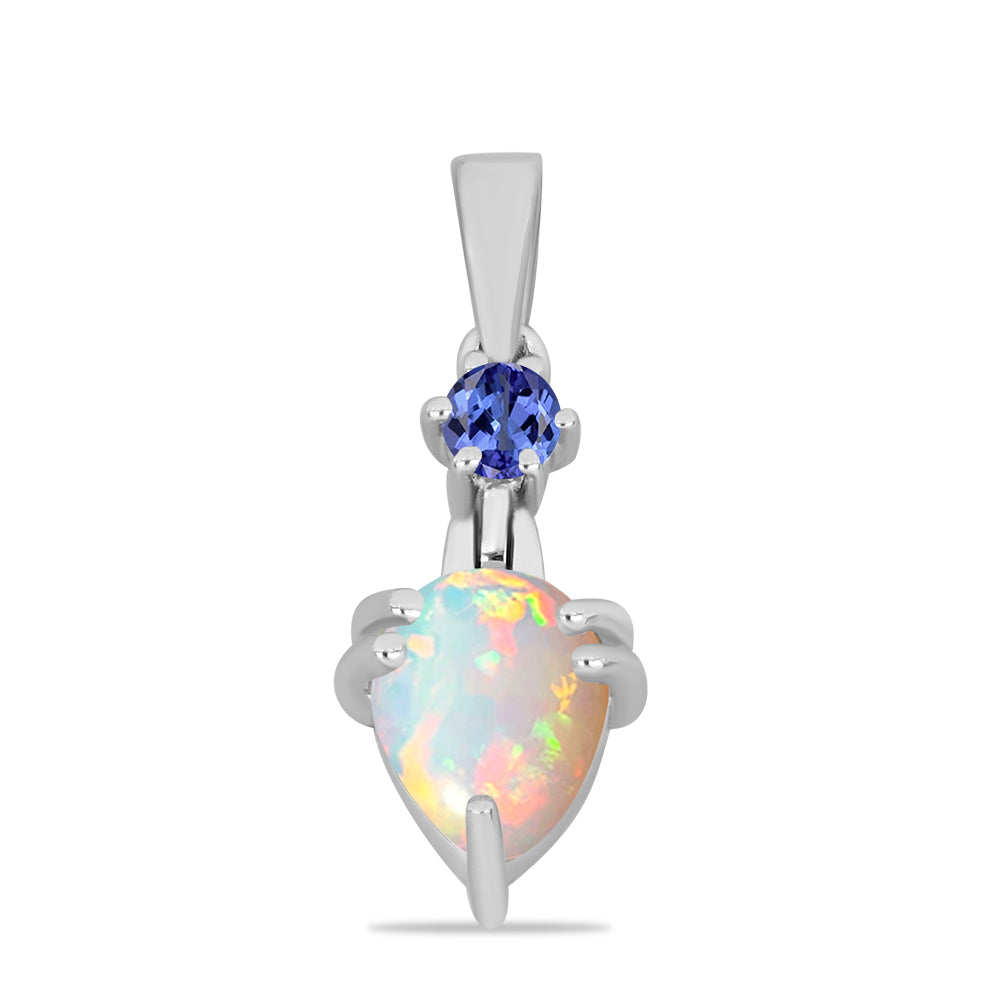 Pandantiv din Argint 925 ( 0.82 grame ) cu Tanzanit și Opal Etiopian Lega Dembi 0.73 Carate 1 
