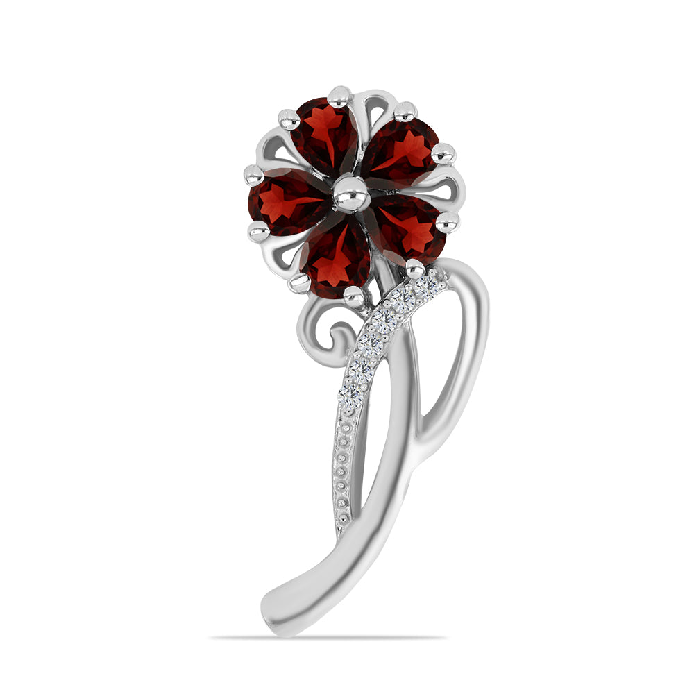 Broşă din Argint 925 ( 2.31 grame ) cu Granat Barton și Topaz Alb 1.03 Carate