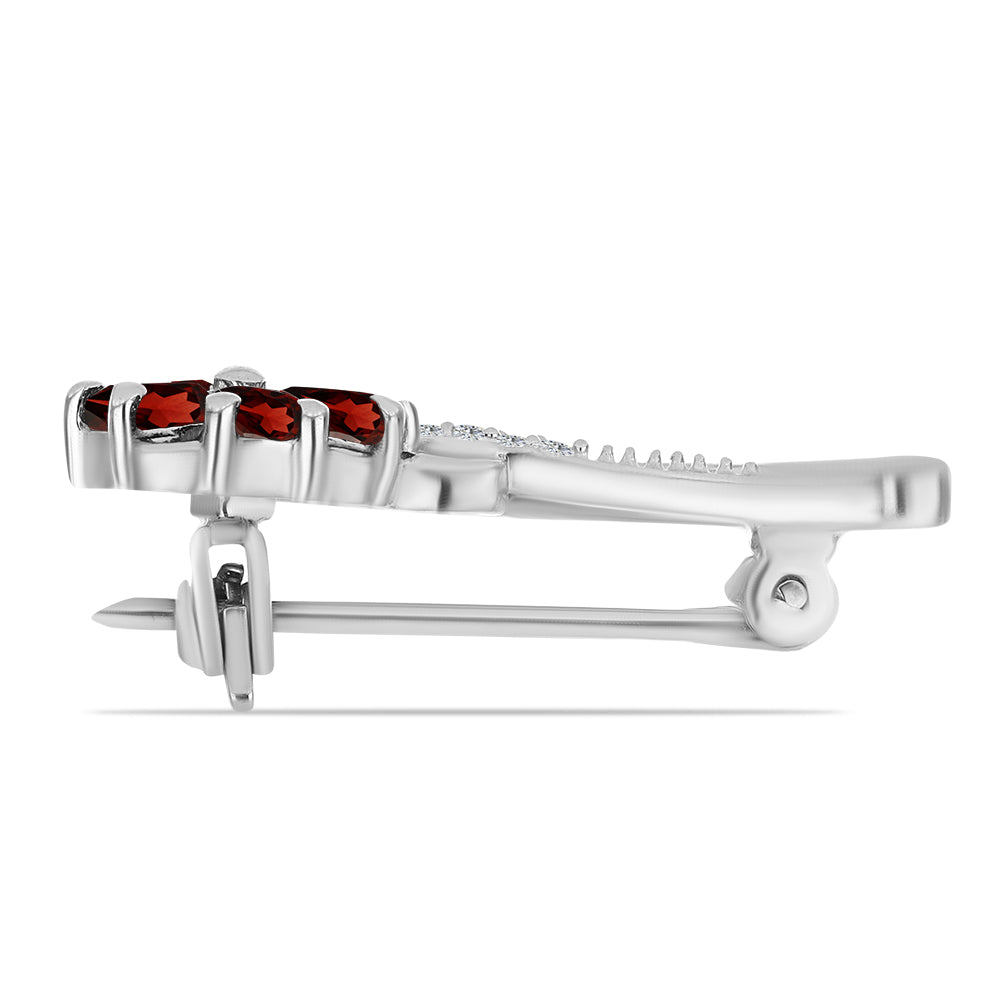 Broşă din Argint 925 ( 2.31 grame ) cu Granat Barton și Topaz Alb 1.03 Carate