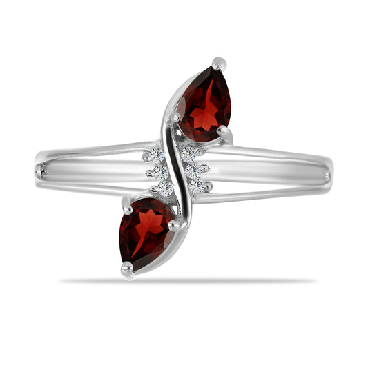 Inel din Argint 925 ( 2.35 grame ) cu Granat Barton și Topaz Alb 1.01 Carate