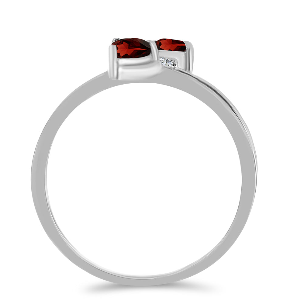 Inel din Argint 925 ( 2.35 grame ) cu Granat Barton și Topaz Alb 1.01 Carate 2 