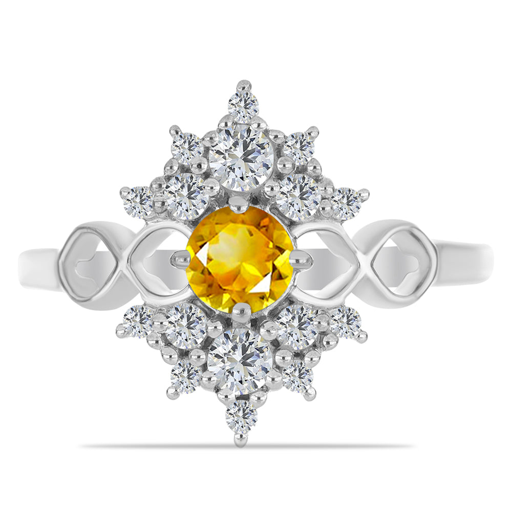 Inel din Argint 925 ( 2.79 grame ) cu Citrin Ural și Topaz Alb 1.08 Carate 1 