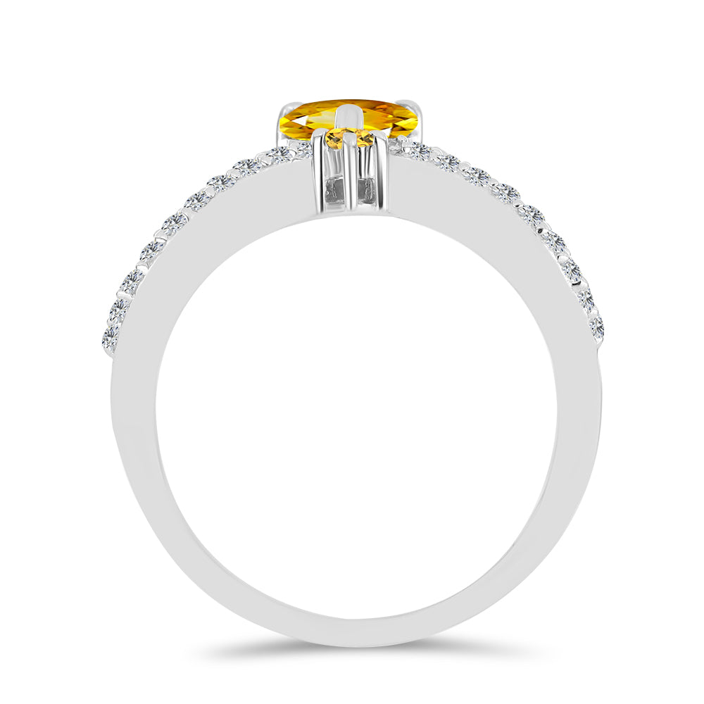 Inel din Argint 925 ( 2.91 grame ) cu Citrin Ural și Topaz Alb 1.11 Carate