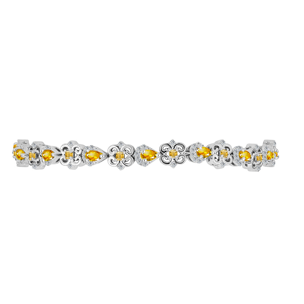 Brățară din Argint 925 ( 10.61 grame ) cu Citrin Ural și Topaz Alb 2.57 Carate