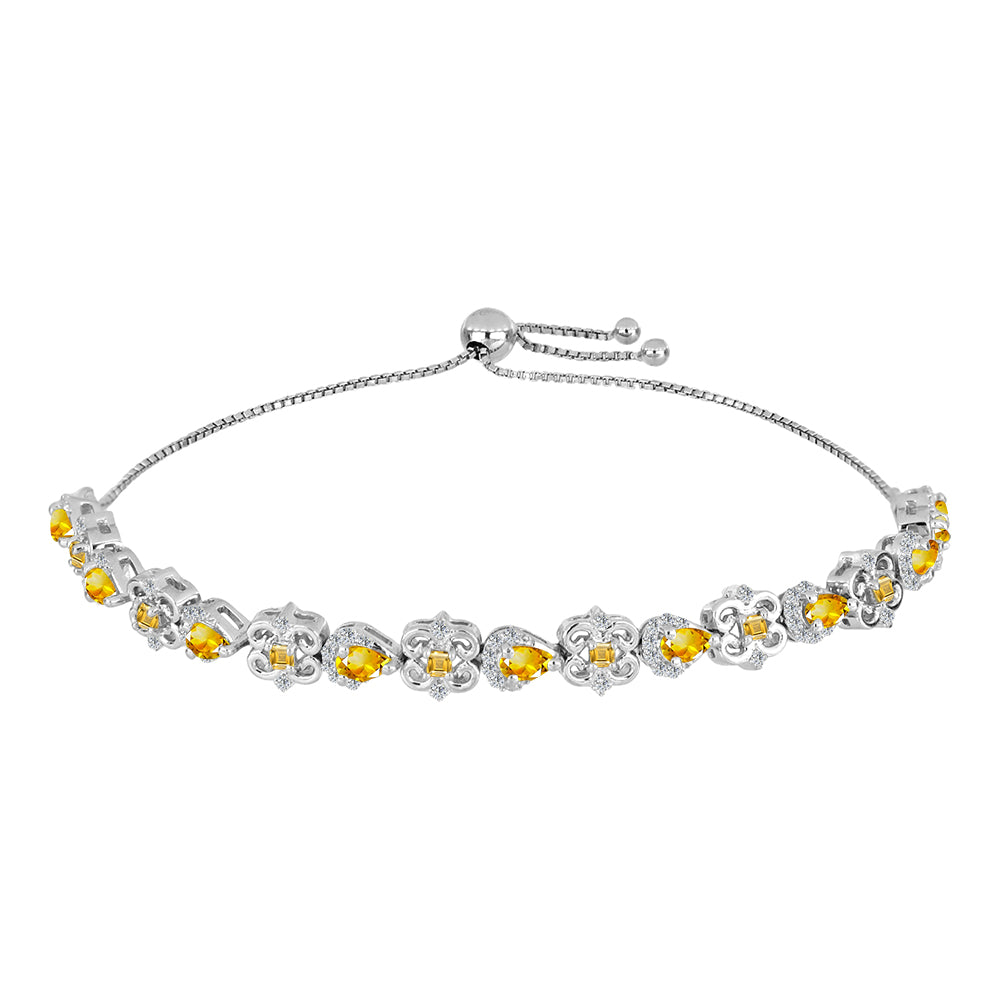 Brățară din Argint 925 ( 10.61 grame ) cu Citrin Ural și Topaz Alb 2.57 Carate