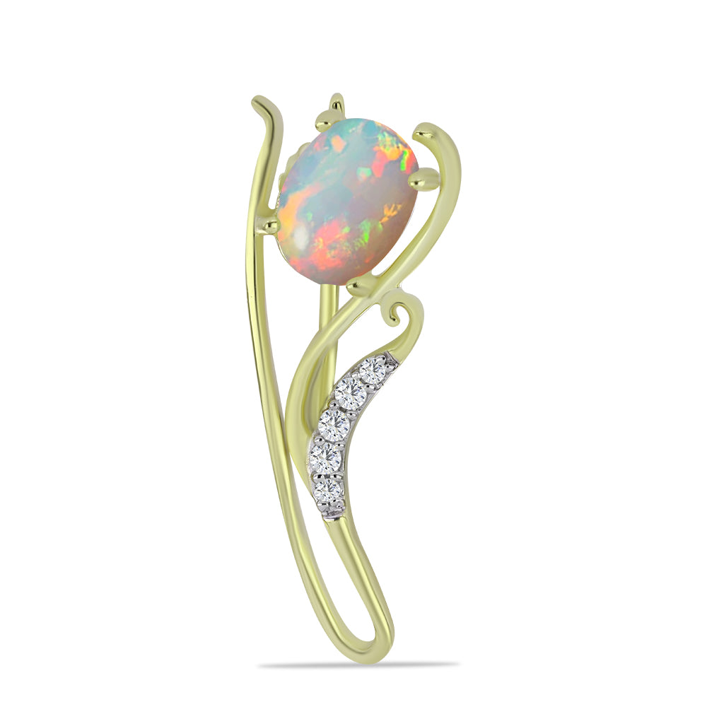 Broşă din Argint 925 Placat cu Aur ( 1.75 grame ) cu Opal Etiopian Lega Dembi și Topaz Alb 0.93 Carate