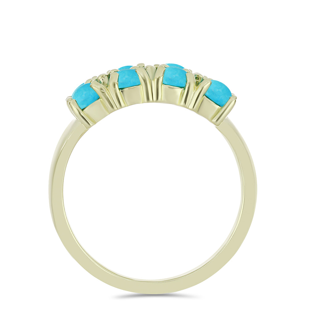 Inel din Argint 925 Placat cu Aur ( 2.94 grame ) cu Turcoaz ”Frumoasa Adormită” și Topaz Alb 1.4 Carate 3 