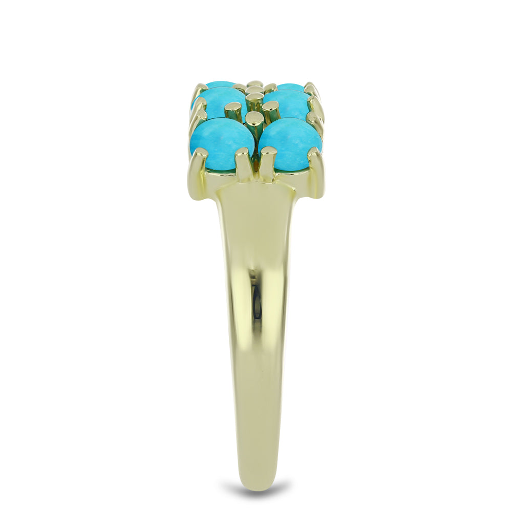 Inel din Argint 925 Placat cu Aur ( 2.94 grame ) cu Turcoaz ”Frumoasa Adormită” și Topaz Alb 1.4 Carate 4 