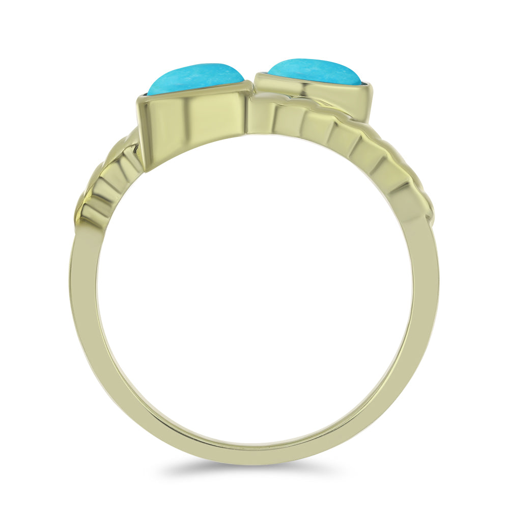 Inel din Argint 925 Placat cu Aur ( 3.16 grame ) cu Turcoaz ”Frumoasa Adormită” 0.81 Carate 2 