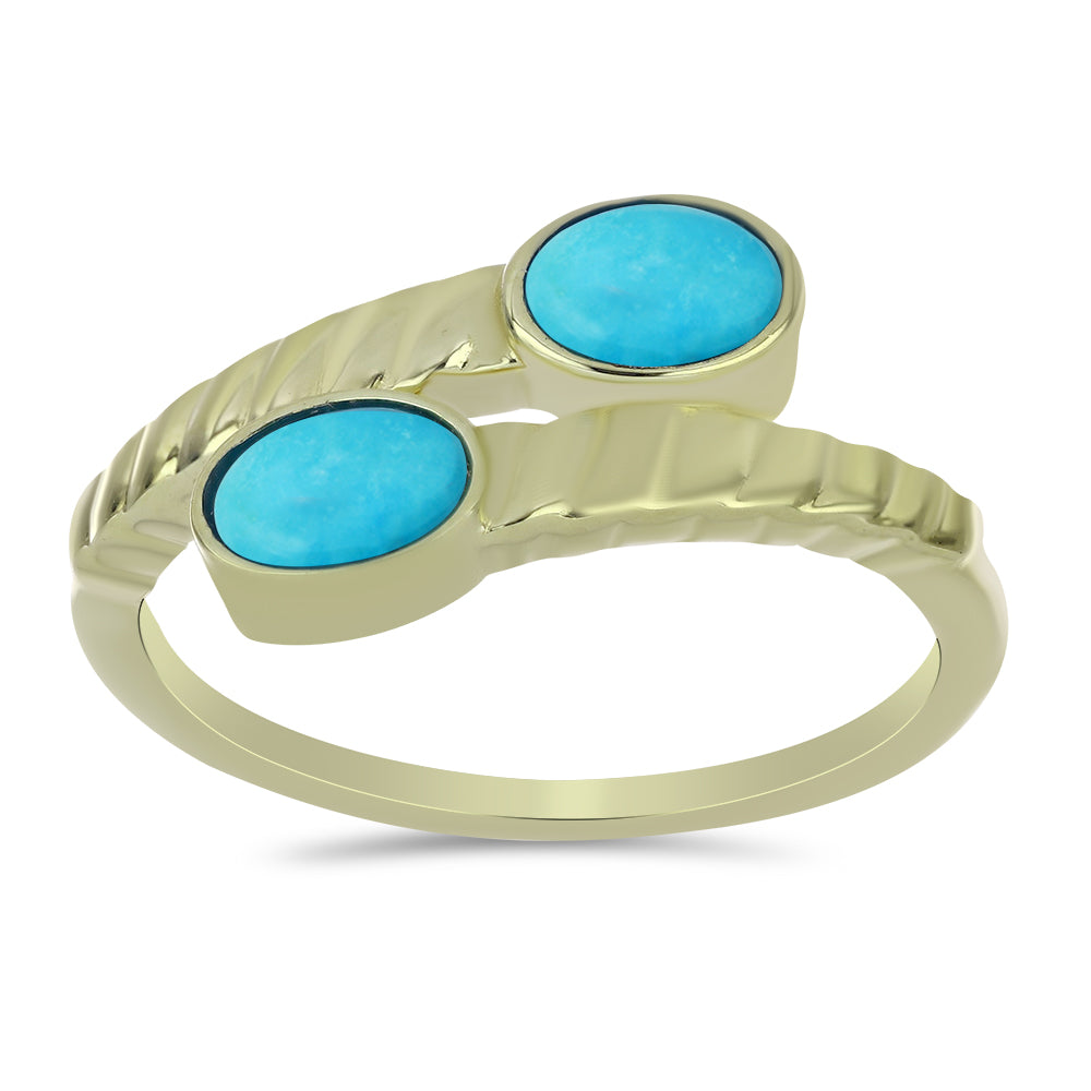 Inel din Argint 925 Placat cu Aur ( 3.16 grame ) cu Turcoaz ”Frumoasa Adormită” 0.81 Carate 3 