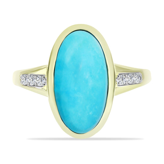 Inel din Argint 925 Placat cu Aur ( 3.63 grame ) cu Turcoaz ”Frumoasa Adormită” și Topaz Alb 4.31 Carate