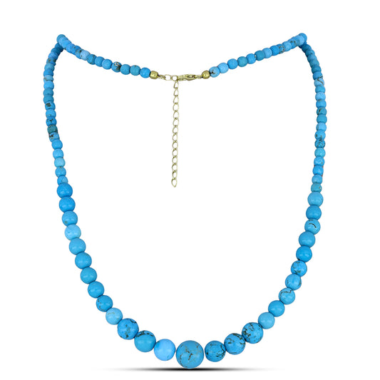 Colier din Argint 925 Placat cu Aur ( 1.01 grame ) cu Turcoaz ”Frumoasa Adormită” 98.68 Carate