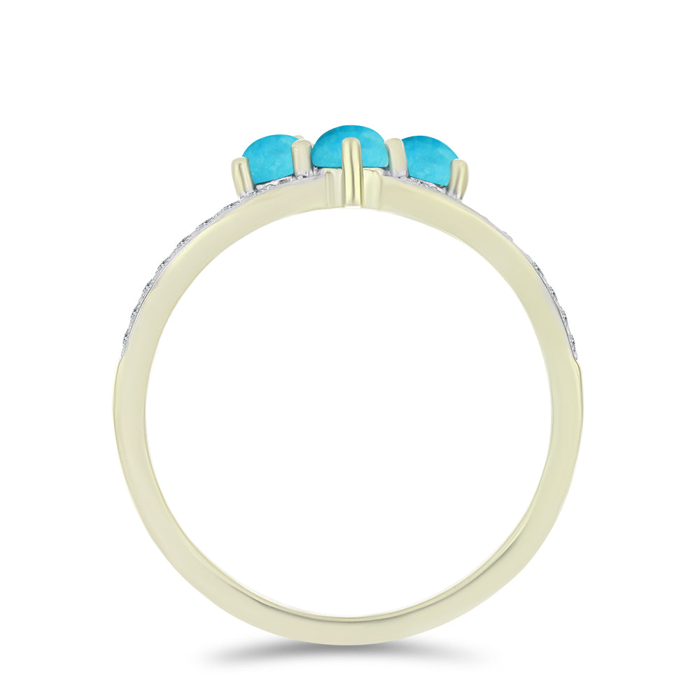 Inel din Argint 925 Placat cu Aur ( 4.12 grame ) cu Turcoaz ”Frumoasa Adormită” și Topaz Alb 1.64 Carate 2 