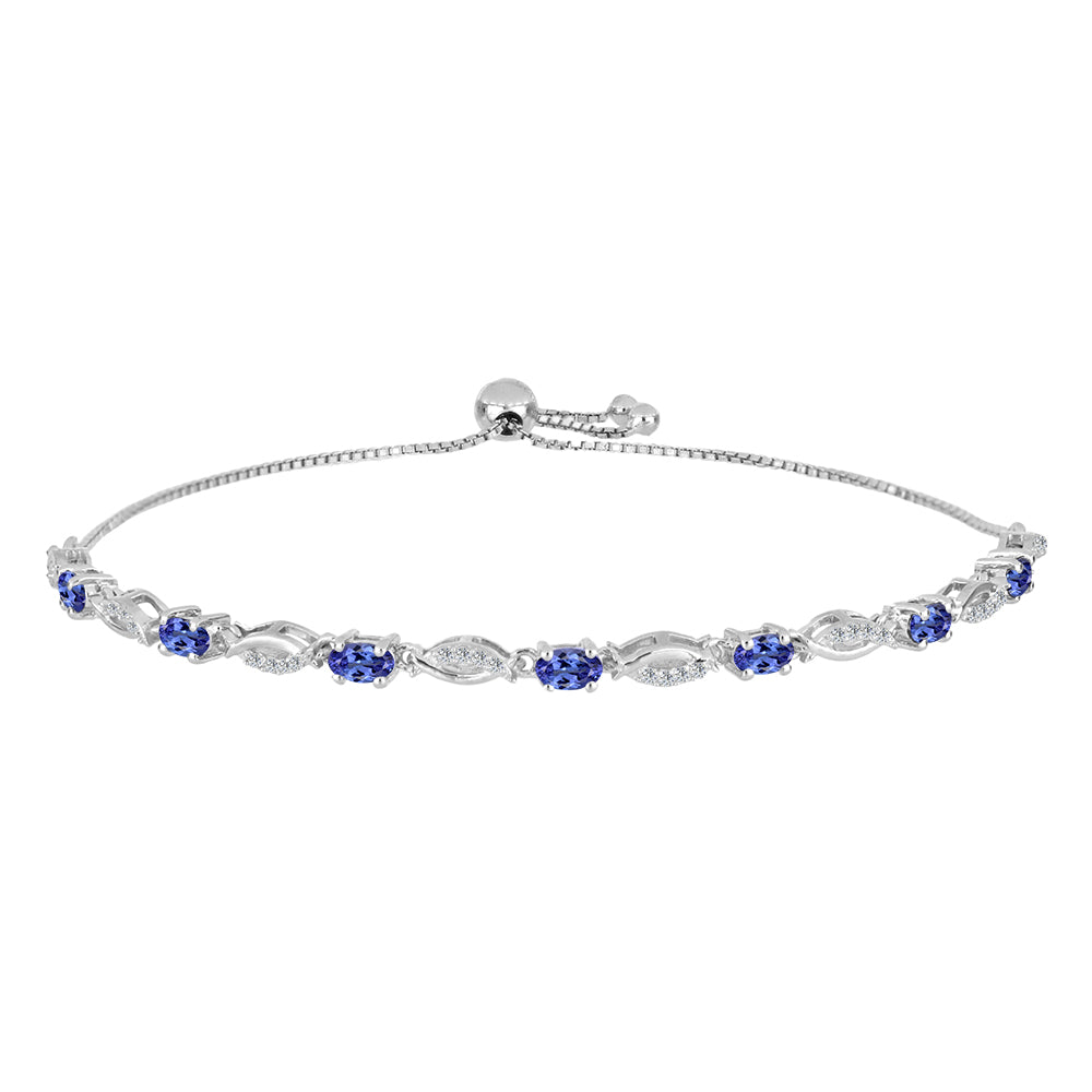 Brățară din Argint 925 ( 5.44 grame ) cu Tanzanit și Topaz Alb 1.76 Carate