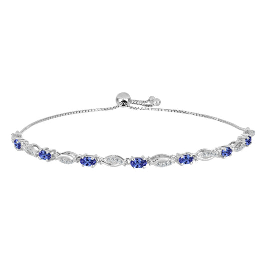 Brățară din Argint 925 ( 5.44 grame ) cu Tanzanit și Topaz Alb 1.76 Carate