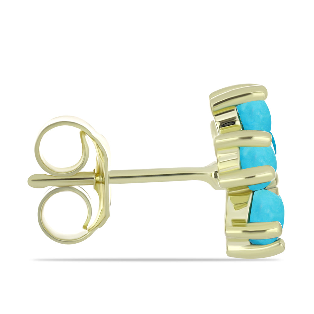 Cercei din Argint 925 Placat cu Aur ( 2.05 grame ) cu Turcoaz ”Frumoasa Adormită” și Topaz Alb 1.27 Carate