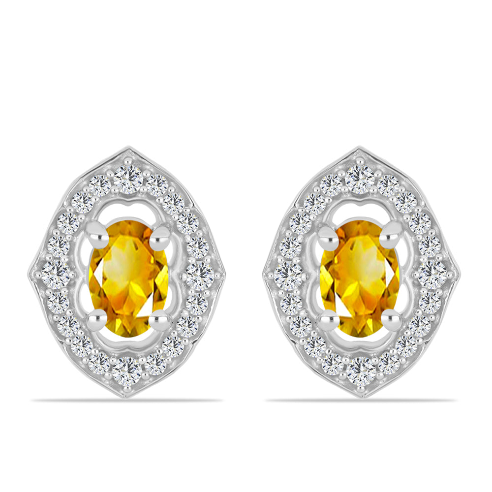 Cercei din Argint 925 ( 3.61 grame ) cu Citrin Ural și Topaz Alb 1.19 Carate 1 