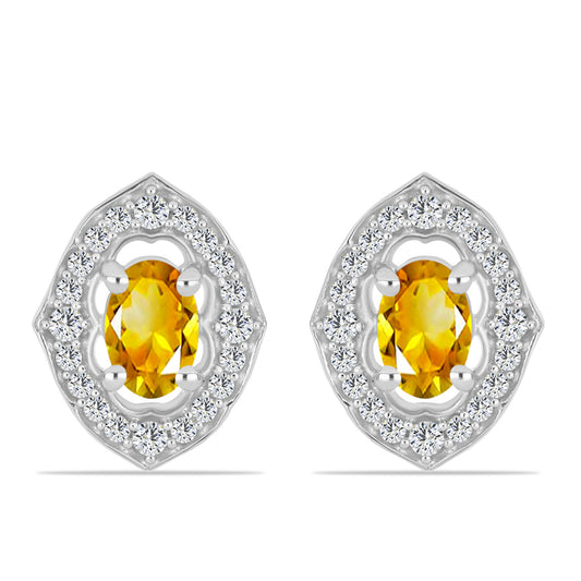 Cercei din Argint 925 ( 3.61 grame ) cu Citrin Ural și Topaz Alb 1.19 Carate