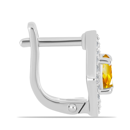 Cercei din Argint 925 ( 3.61 grame ) cu Citrin Ural și Topaz Alb 1.19 Carate