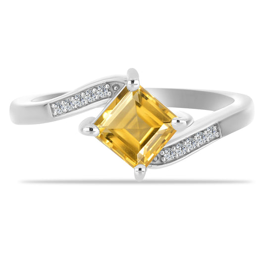 Inel din Argint 925 ( 2.85 grame ) cu Citrin Ural și Topaz Alb 1.21 Carate