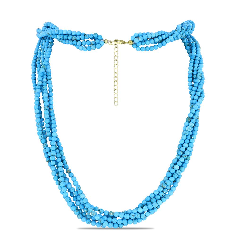 Colier din Argint 925 Placat cu Aur ( 1.01 grame ) cu Turcoaz ”Frumoasa Adormită” 188.98 Carate 1 