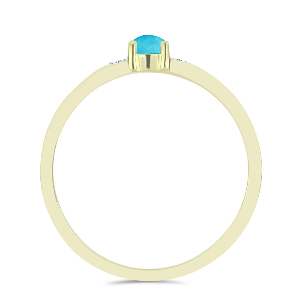 Inel din Argint 925 Placat cu Aur ( 1.58 grame ) cu Turcoaz ”Frumoasa Adormită” și Topaz Alb 0.29 Carate 3 