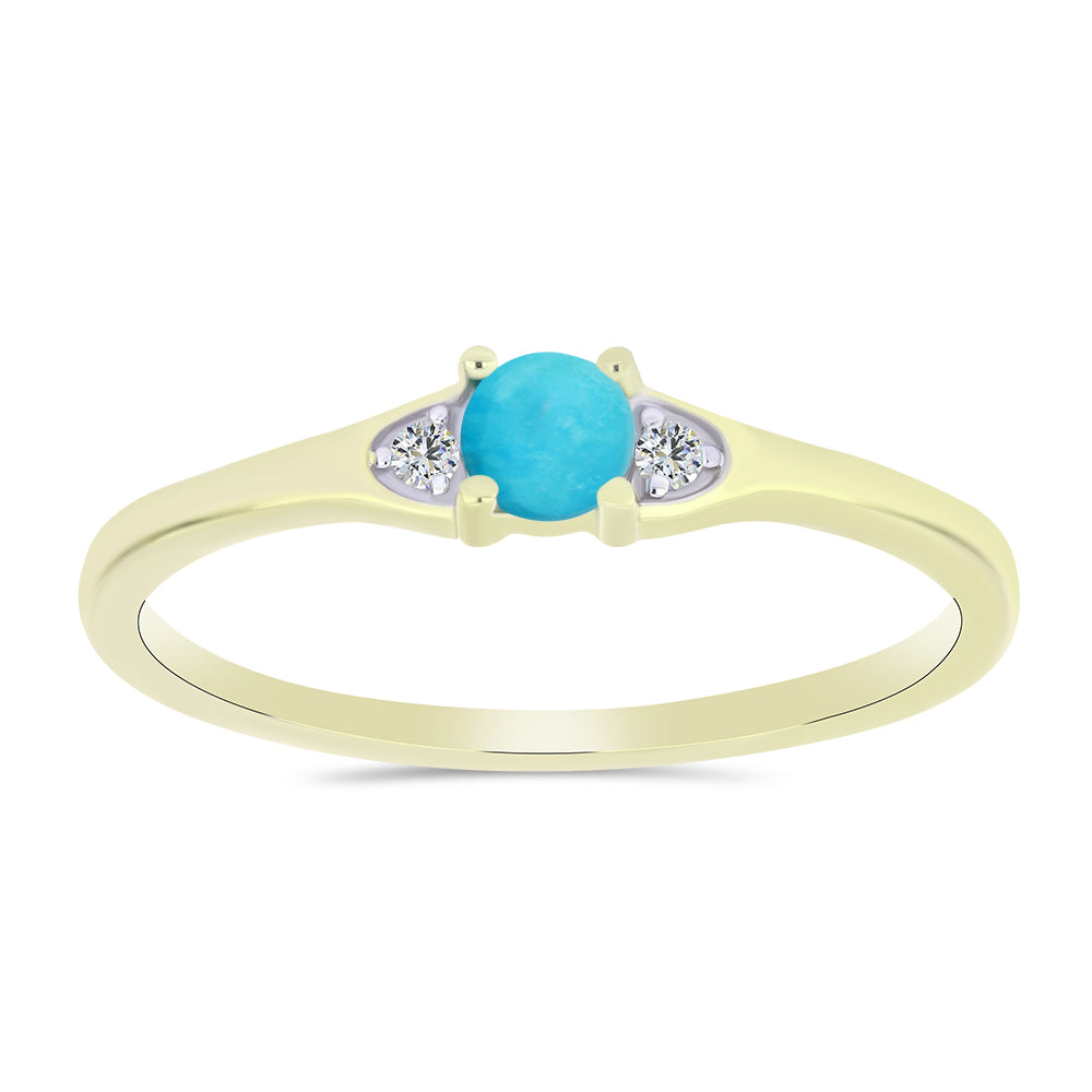 Inel din Argint 925 Placat cu Aur ( 1.58 grame ) cu Turcoaz ”Frumoasa Adormită” și Topaz Alb 0.29 Carate 1 