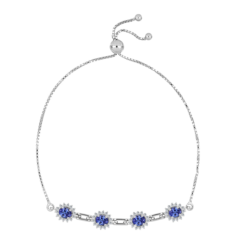 Brățară din Argint 925 ( 4.57 grame ) cu Tanzanit și Topaz Alb 1.98 Carate 1 