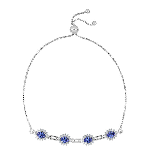 Brățară din Argint 925 ( 4.57 grame ) cu Tanzanit și Topaz Alb 1.98 Carate